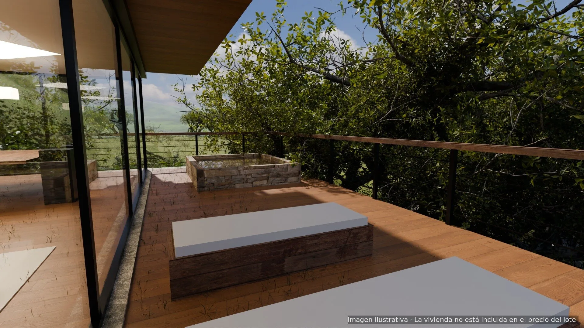 Desde el deck, junto al jacuzzi