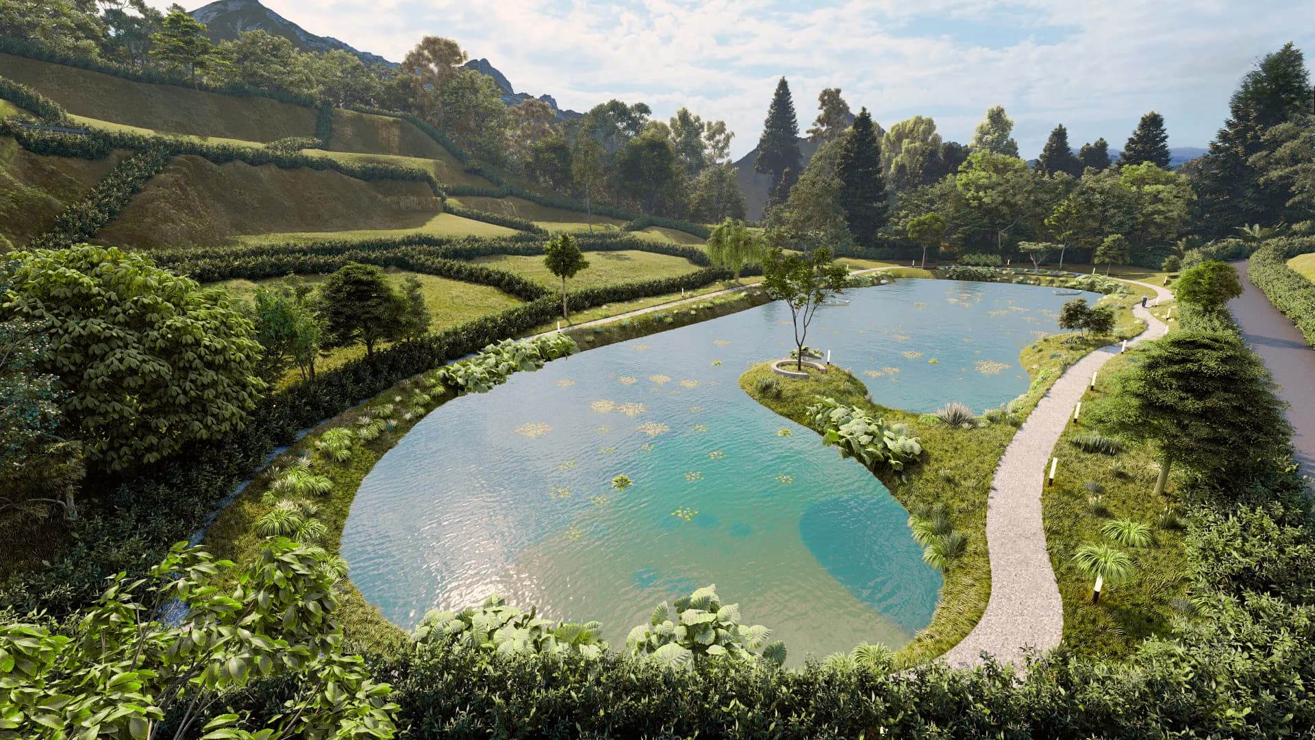 Aquaverde - Render lago privado